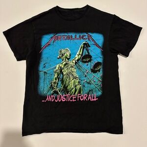 Metallica Black T-Shirt And Justice‎ For All Graphic Print Band Tee